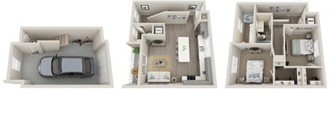 Floor plan for 2 beds, 2.5 baths, 1188 sqft